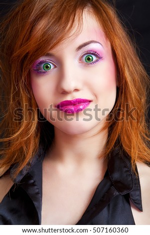 Shall redhead girl with red eyes Something redhead girl with red eyes