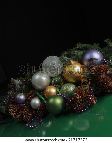 Christmas theme - Christmas decorations on black background