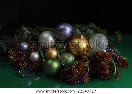 Christmas theme - Christmas decorations on a black background