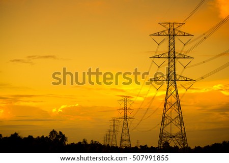 Similar – Foto Bild Freileitungsmasten mit Freileitungen im Sonnenuntergang / Energieversorgung