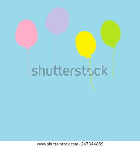 Kid's art : pastel colorful balloons background with space to fill the text