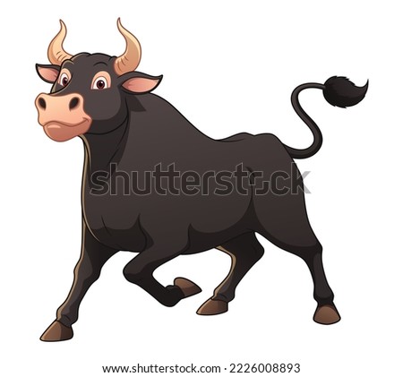 Black Bull Cartoon Animal Illustration