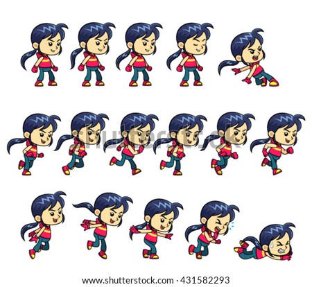 Action Girl Game Sprites.
Action Girl game sprites for side scrolling action adventure endless runner 2D mobile game.
