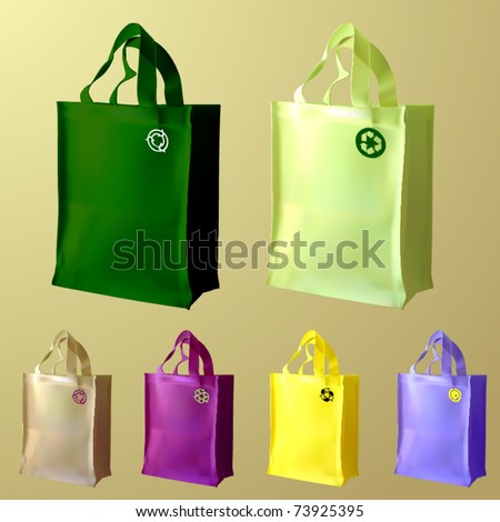 vector set of three reusable shopping bags