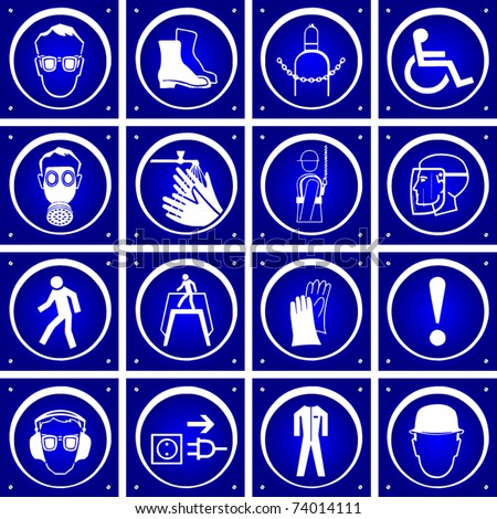 Vector Blue Warning Signs - 74014111 : Shutterstock