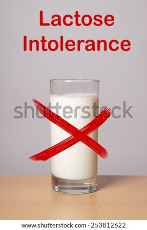 glass milk crossed out lactose intolerance concept