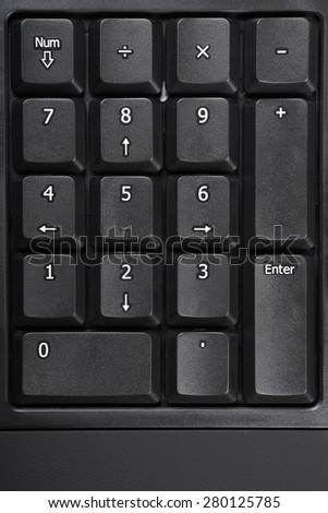 number pad or numeric keypad  on a black computer keyboard