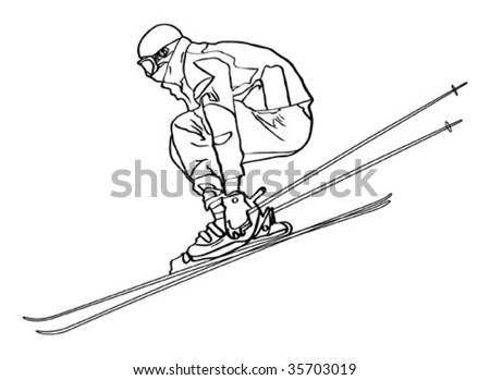 Ski Jumper Outline Stock Vector Illustration 35703019 : Shutterstock