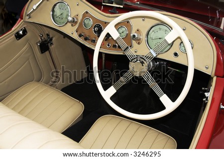 vintage sports car cockpit