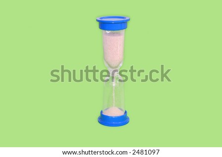 hourglass counting the time isolated over green