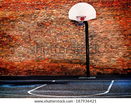 Similar – Image, Stock Photo basketball hoop, street basket in Bilbao city Spain