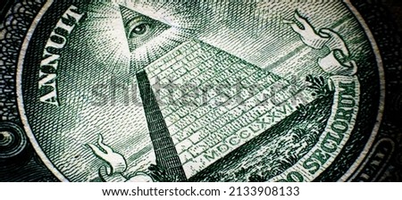 All Seeing Eye pyramid on back of dollar bill american money