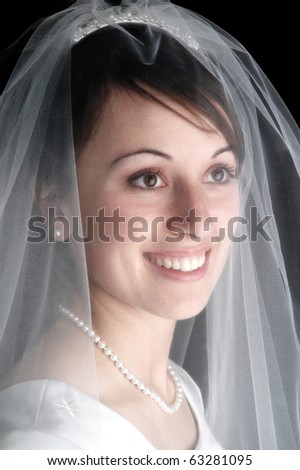 Portrait of Bride in Wedding Dress with bridal veil