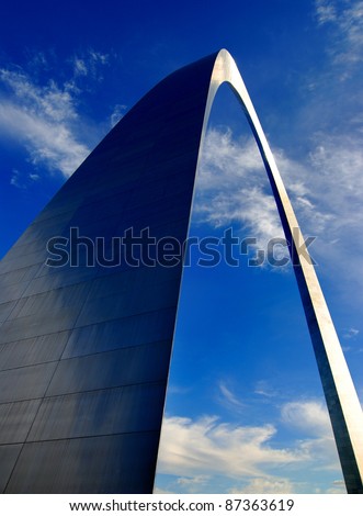 St. Louis Arch in Missouri with clouds and sky in background