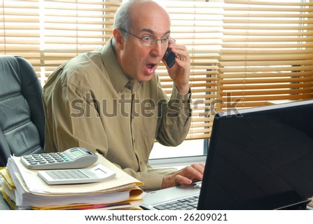 Surprised businessman after stock went down