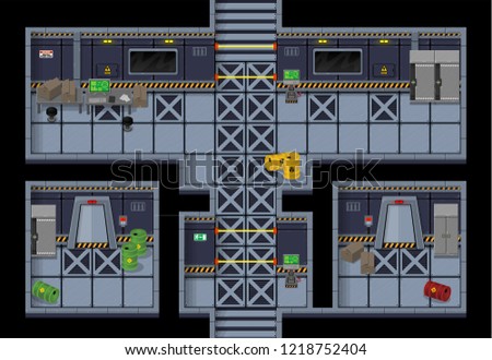 Set of tiles with sci-fi & futuristic theme for creating top down action adventure games