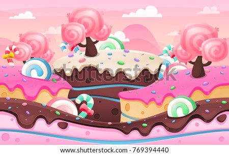 Candy land image illustration for video game background