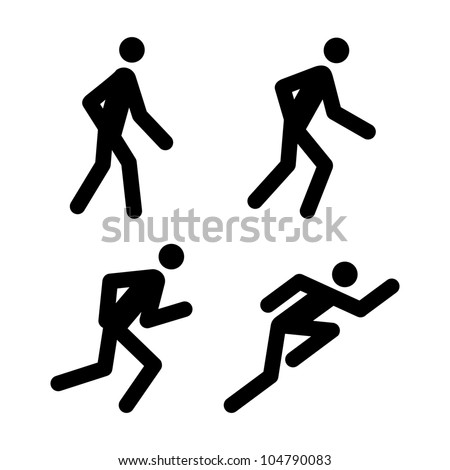 Racing, Jogging, Running, Walking – Vector Pictogram Illustrations (jpeg file has clipping path)
