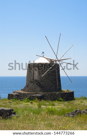 Old Windmill by the Sea in Corvo Island