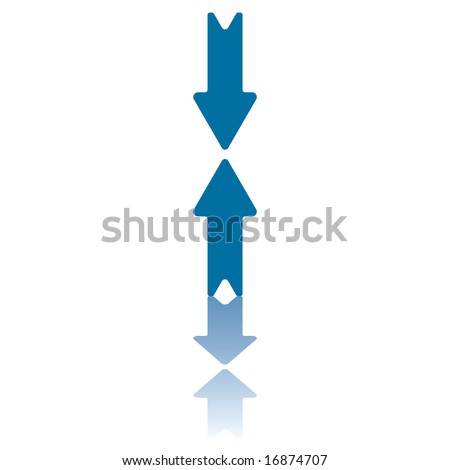 Two Aligned Vertical Arrows Pointing To Each Other And Reflecting On ...