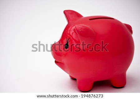 Pink savings pig isolated on white