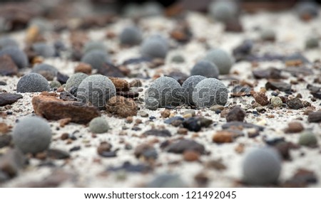 Pebbles of Champ Island, Franz Jozef Land - geological phenomenon - stone spheres (geodes)