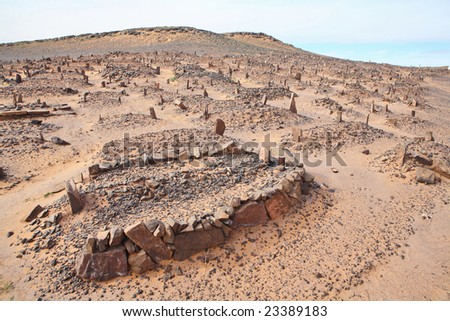 Old Muslim cemetery in Sahara desert region