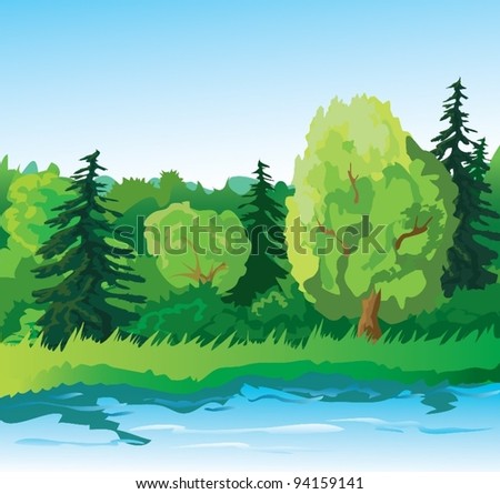 Forest Landscape Stock Vector Illustration 94159141 : Shutterstock