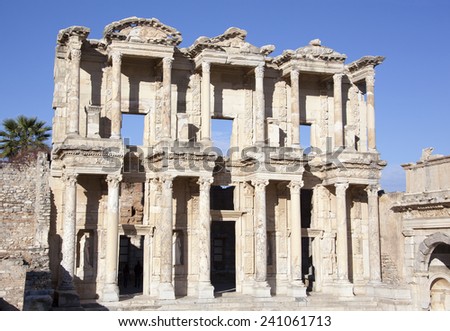 The Library of Celsus, built in 135 AD, was the third largest library in the Old World (Turkey).