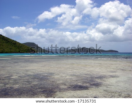 Crystal water of Trunk Bay on St.John island, U.S.Virgin Islands.
