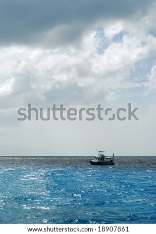 Divers\' boat near Cozumel island, Mexico.