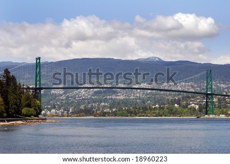 The Lion Gates bridge connecting Stanley\'s park and east Vancouver (British Columbia, Canada).