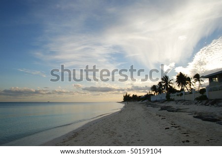 The view of Lucaya beach after the sunset (Grand Bahama Island, The Bahamas).