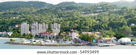 The panoramic view of Ocho Rios resort town in Jamaica.