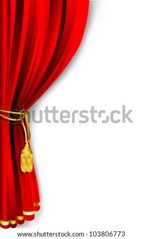 illustration of red stage curtain drape tied with rope