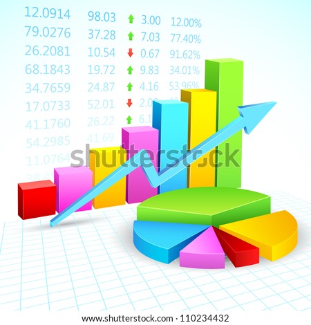illustration of business financial graph with stock listing