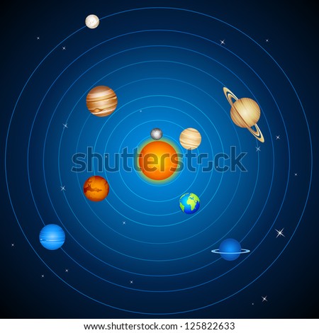 Illustration Of Planets With Sun And Moon In Solar System - 125822633 ...