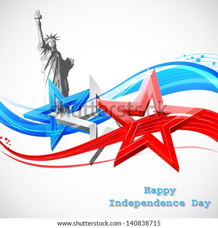 illustration of Statue of Liberty on American flag background for Independence Day