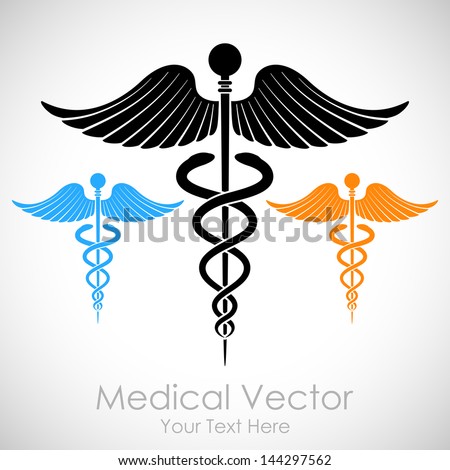 illustration of colorful medical sign Caduceus