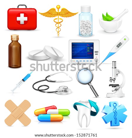 illustration of collection of detailed medical object