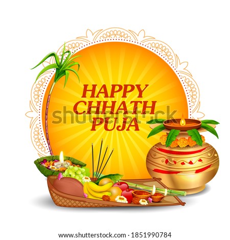 illustration of Happy Chhath Puja Holiday background for Sun festival of India