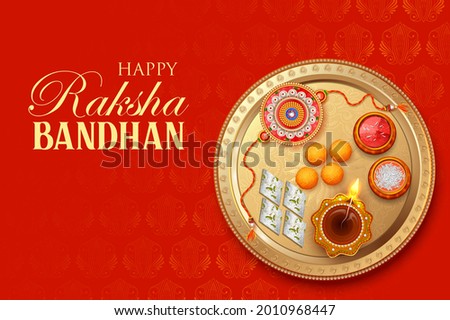 illustration of greeting card and template banner for sales promotion advertisement with decorative Rakhi for Raksha Bandhan, Indian festival for brother and sister bonding celebration