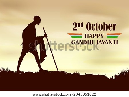 illustration of India background with Nation Hero and Freedom Fighter Mahatma Gandhi popularly known as Bapu for 2nd October Gandhi Jayanti