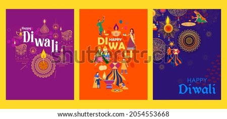 illustration of burning diya on Happy Diwali Holiday background for light festival of India