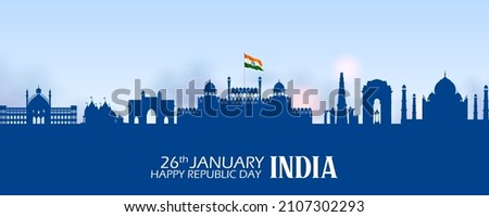 illustration of Famous Indian monument and Landmark for Happy Independence Day of India for Happy Independence Day of India