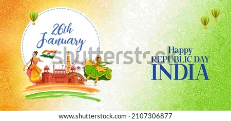 illustration of Indian dancer tricolor background showing its incredible culture and diversity on 26th January Republic Day of India