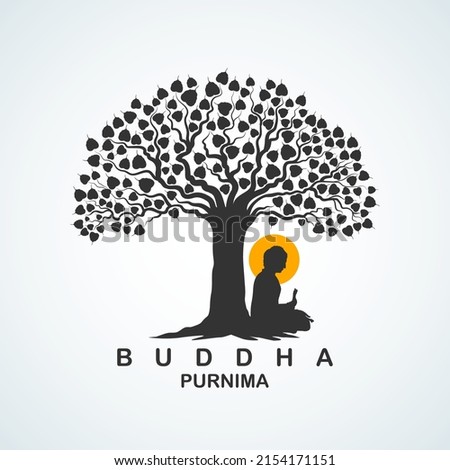 illustration of Lord Buddha in meditation under Bodhi Tree for Buddhist festival Happy Buddha Purnima Vesak Сток-фото © 