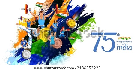 illustration of Indian sportsperson from different field  victory in championship on tricolor India background