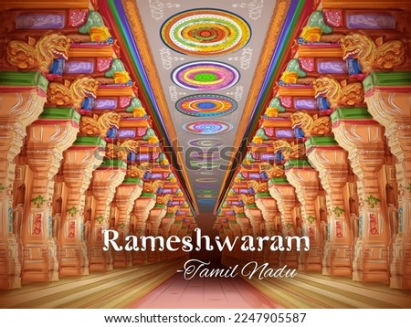 illustration of Ramanathaswamy Temple a Hindu temple of God Shiva located on Rameswaram island in the state of Tamil Nadu, India