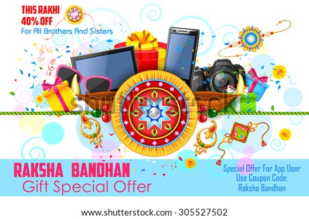 illustration of decorative rakhi for Raksha Bandhan sale promotion banner